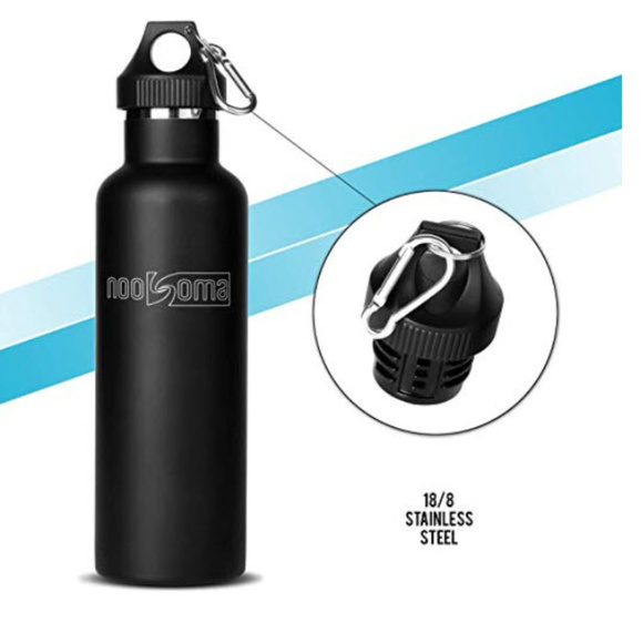 Insulated Black Stainless Steel Water Bottle - Picture 3 of 7